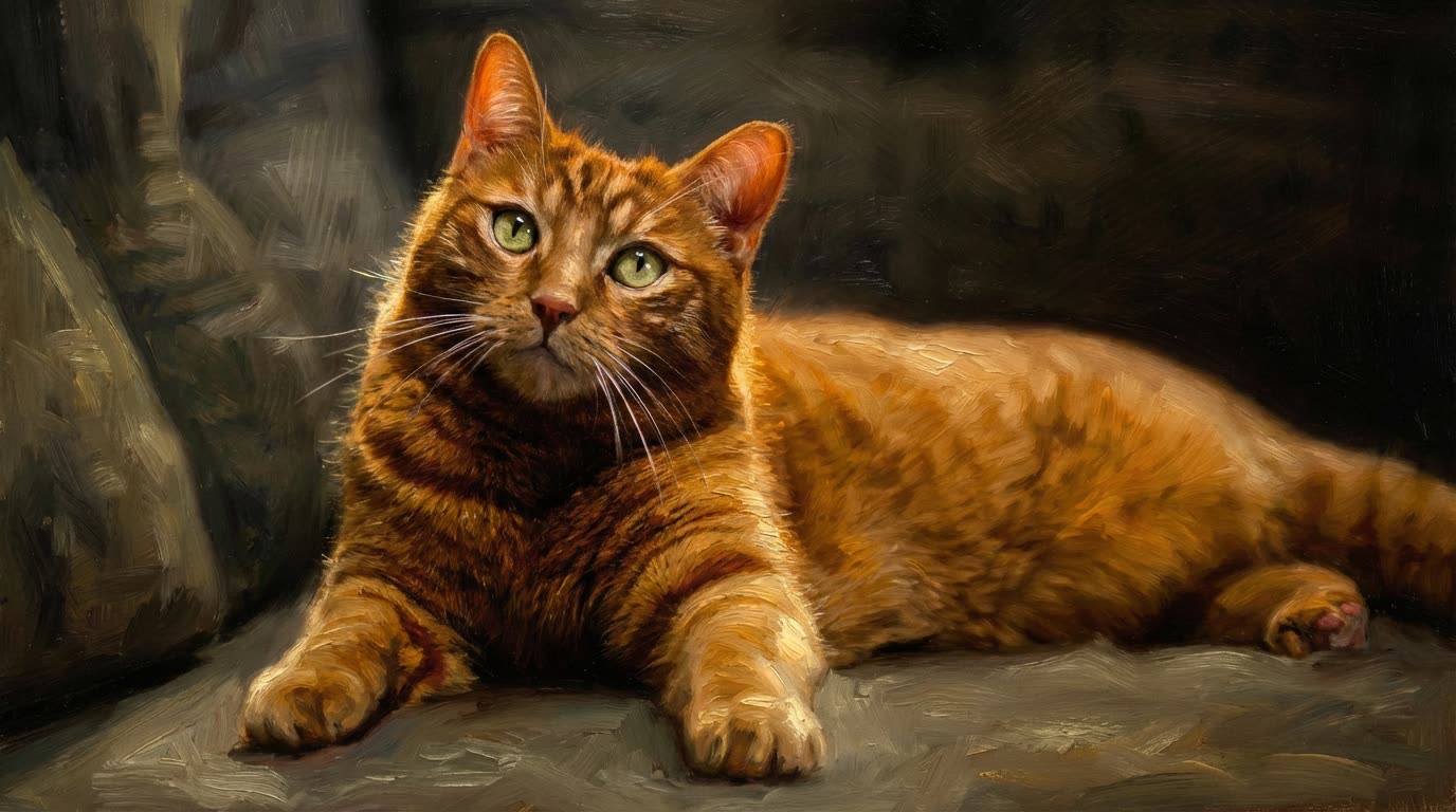 Cat oil painting portrait